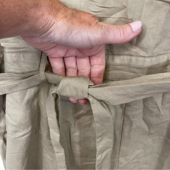 NWT Banana Republic Tan Linen Romper Short Safari Style Stretch V-Neck Size 14 - Picture 9 of 14